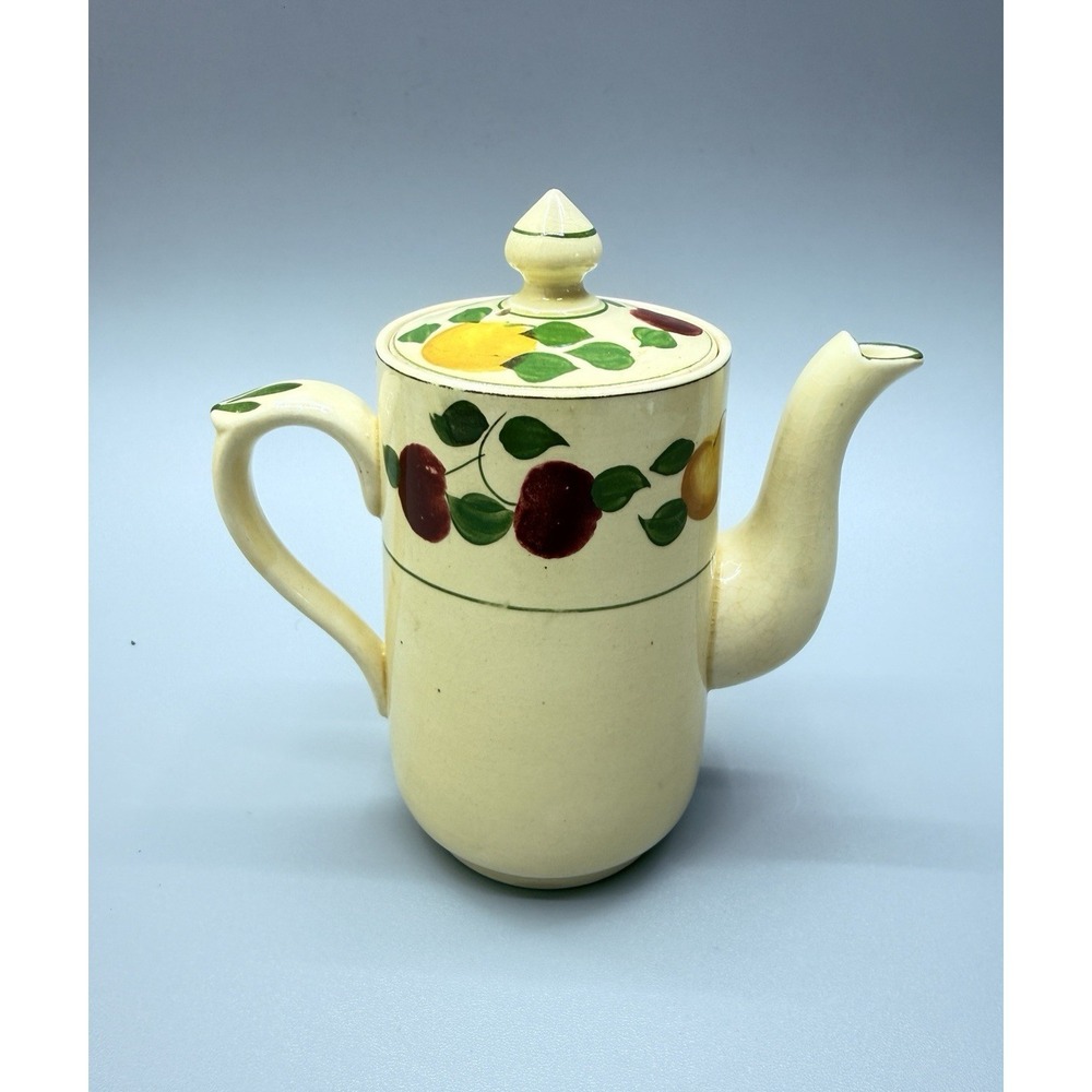 VTG Adams Royal Ivory Titian Ware Small Teapot Fruit Pattern 1346B Hand Painted